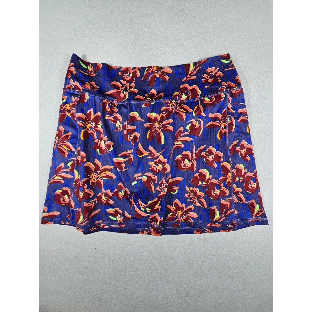 Athleta‎ Salutation Stash 16.5 Skort XL Blue Floral Powervita Active Skirt SU23